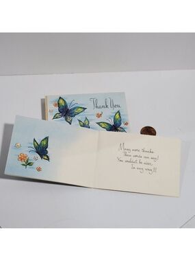 Vintage lot of Thank you Cards Butterfly floral
